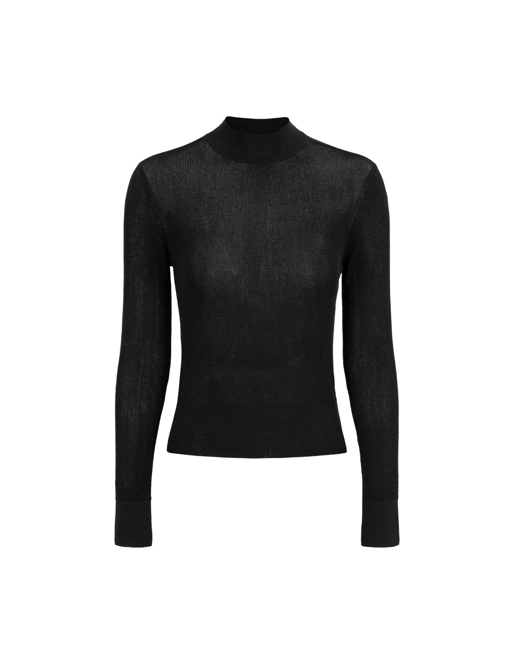 MARYLING Black Round-Neck Long-Sleeve Thin Knitted Pullover