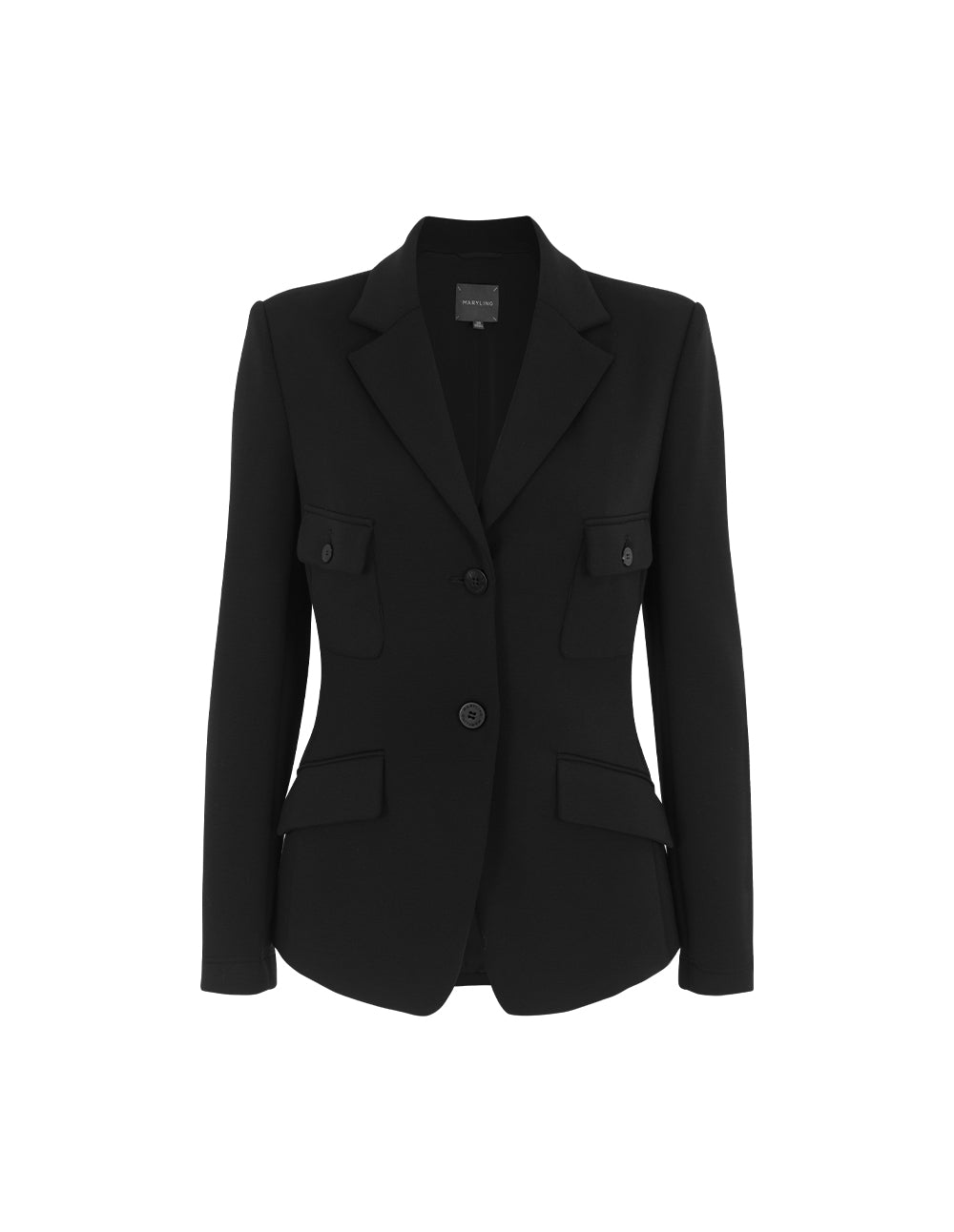 MARYLING Peak Lapel Long Sleeve Waist-Cinched Single-Breasted Blazer
