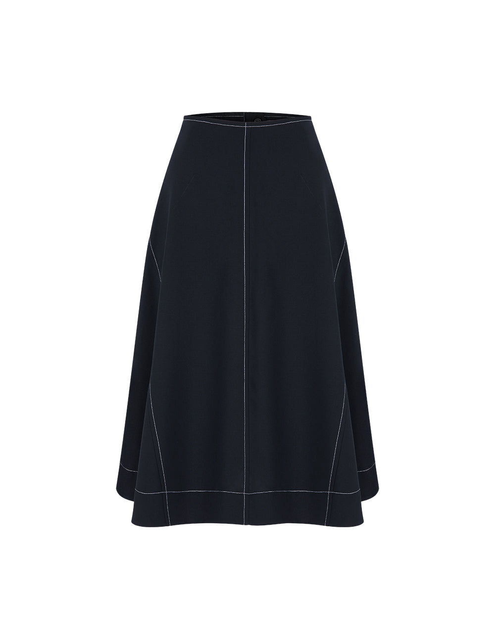 MARYLING White Trim Knee-Length Trumpet Skirt