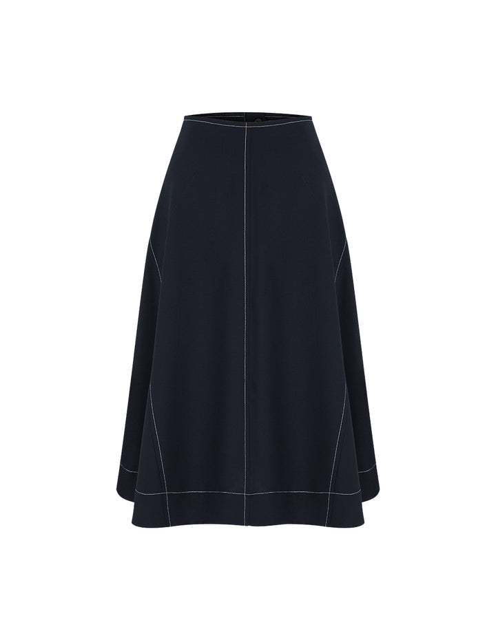 MARYLING White Trim Knee-Length Trumpet Skirt
