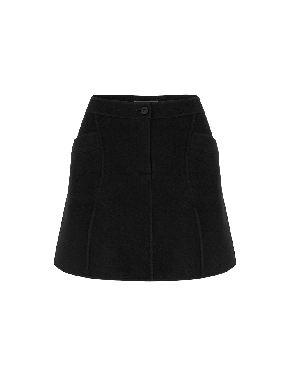 MARYLING Black Curved Split Mini Skirt