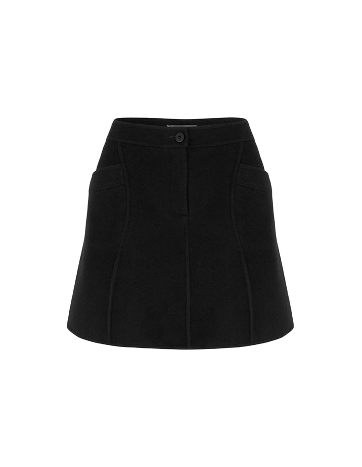 MARYLING Black Curved Split Mini Skirt