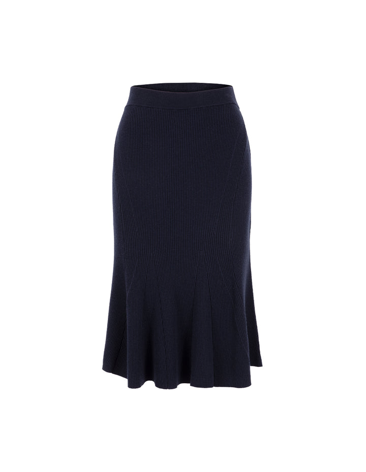 MARYLING Dark Blue Fishtail Knitted Skirt