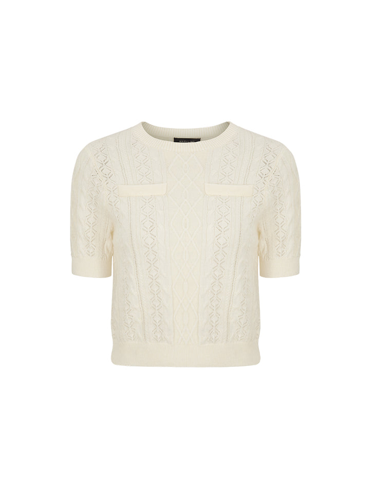 MARYLING Off-White Crew Neck Knitted Sweater