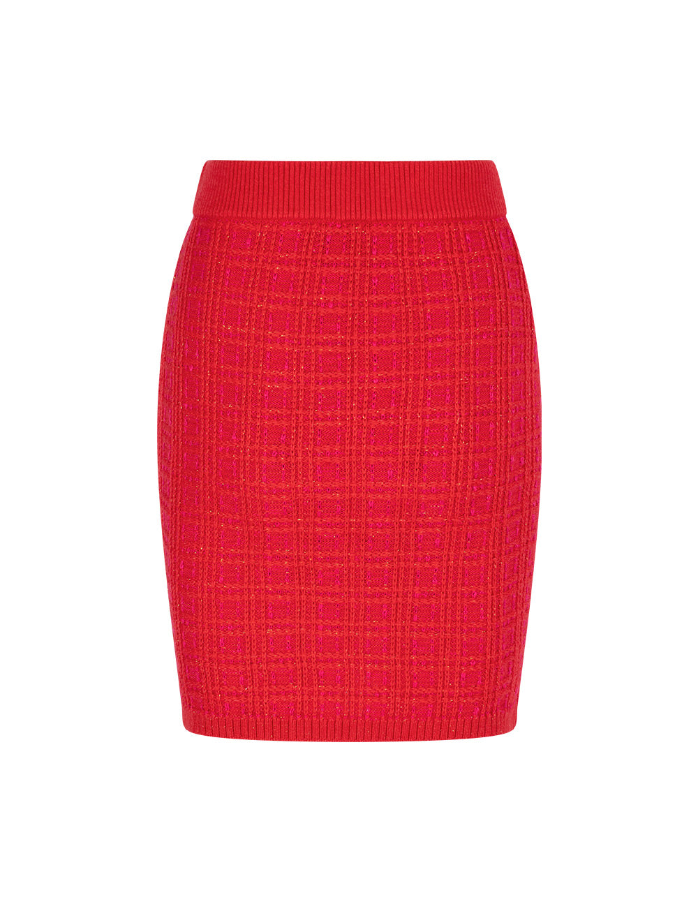 MARYLING Red Straight Cut Knee-Length Knit Skirt