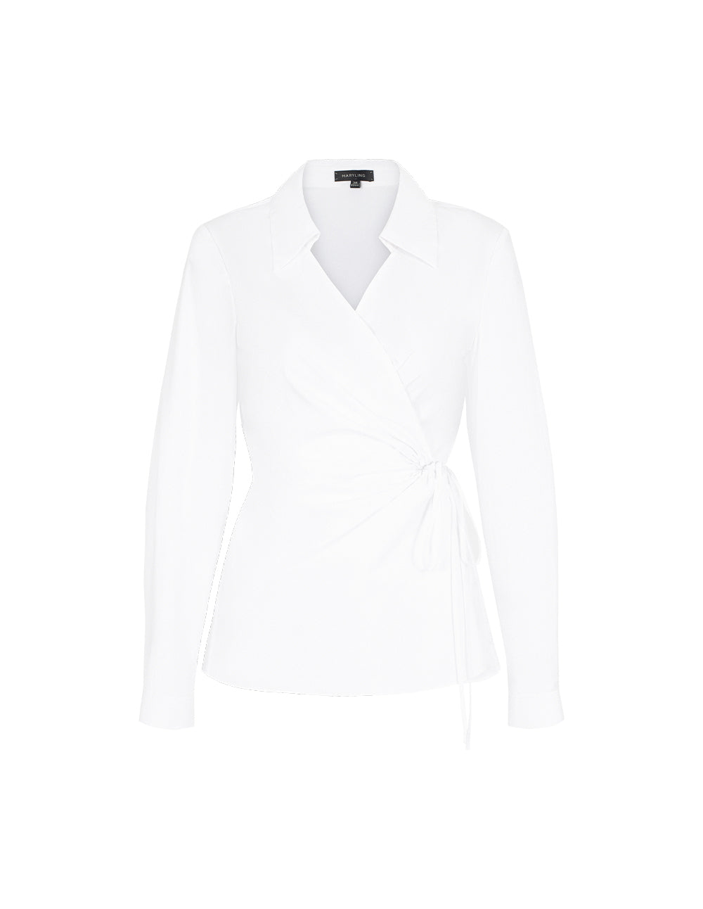 MARYLING V-Neck Long-Sleeve Asymmetric-Waist Wrap Blouse