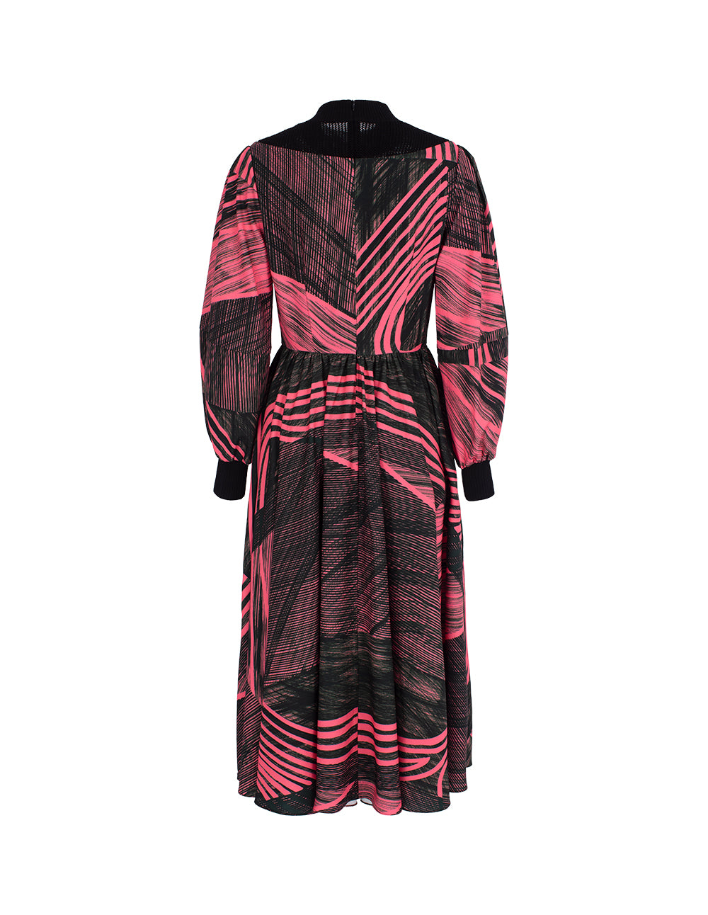 MARYLING V-Shaped Patchwork Knitted Printed Dress