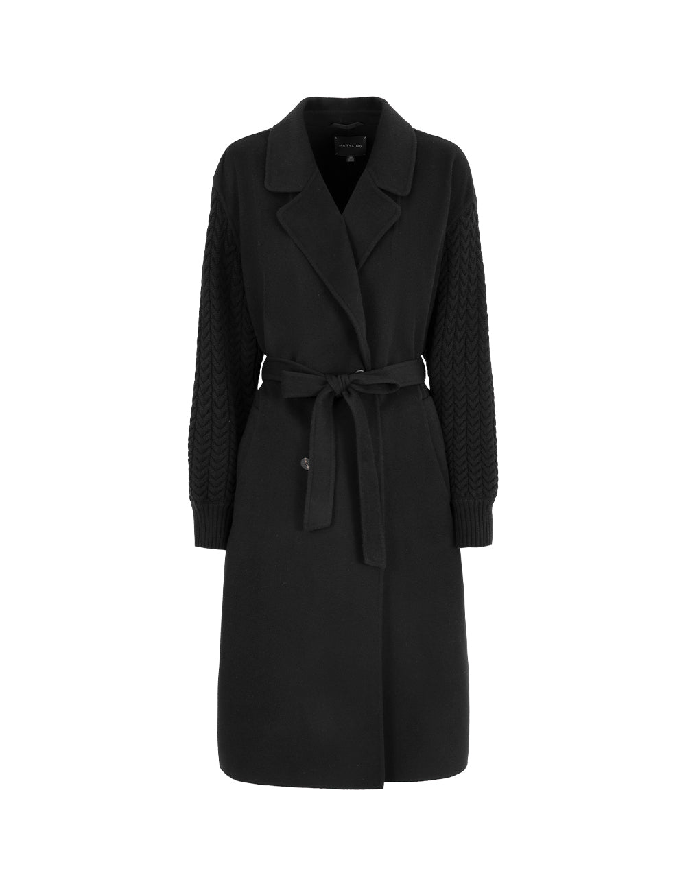 MARYLING Wrap Double-Sided Wool & Knitted Long Coat