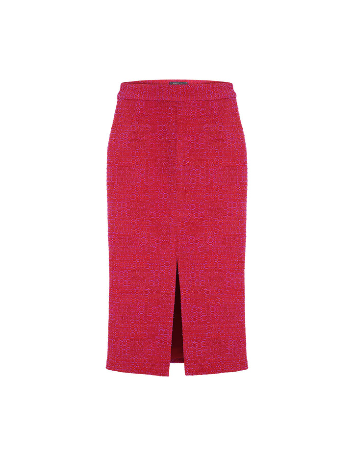 MARYLING Red Slit Tweed Hip-Hugging Skirt