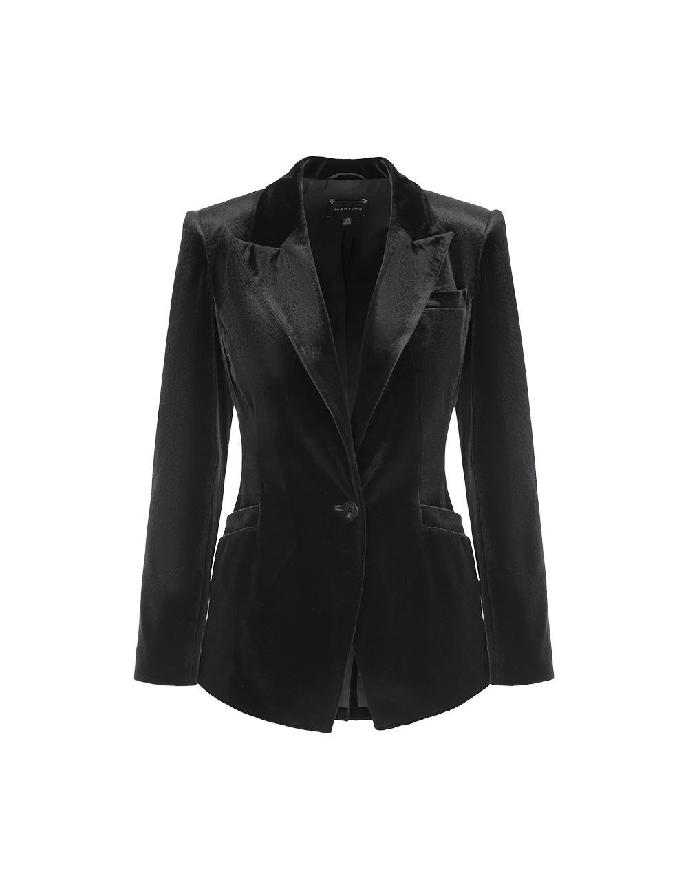 MARYLING Black Waisted Velvet Blazer