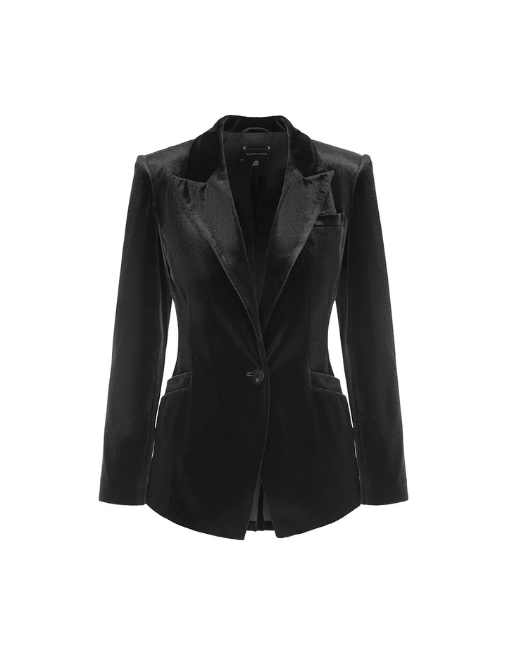 MARYLING Black Waisted Velvet Blazer