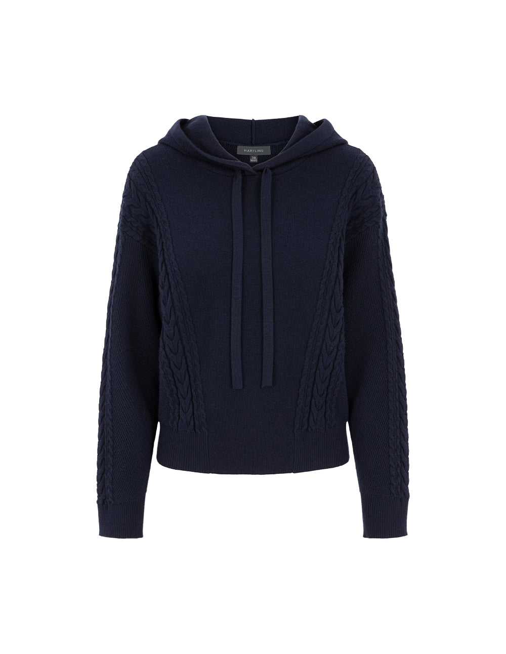 MARYLING Dark Blue Sports Casual Hooded Knitted Pullover