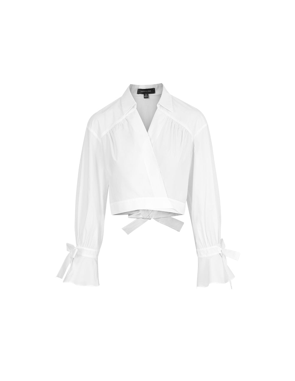 MARYLING V-Neck Cross Strap White Blouse