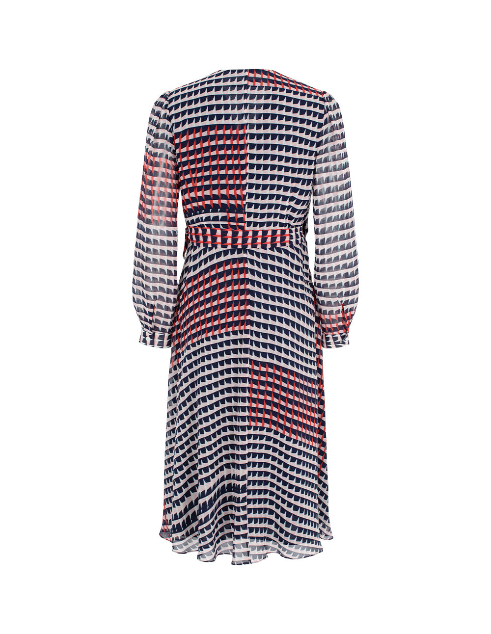 MARYLING V-Neck Long-Sleeve Houndstooth Wrap Midi Dress