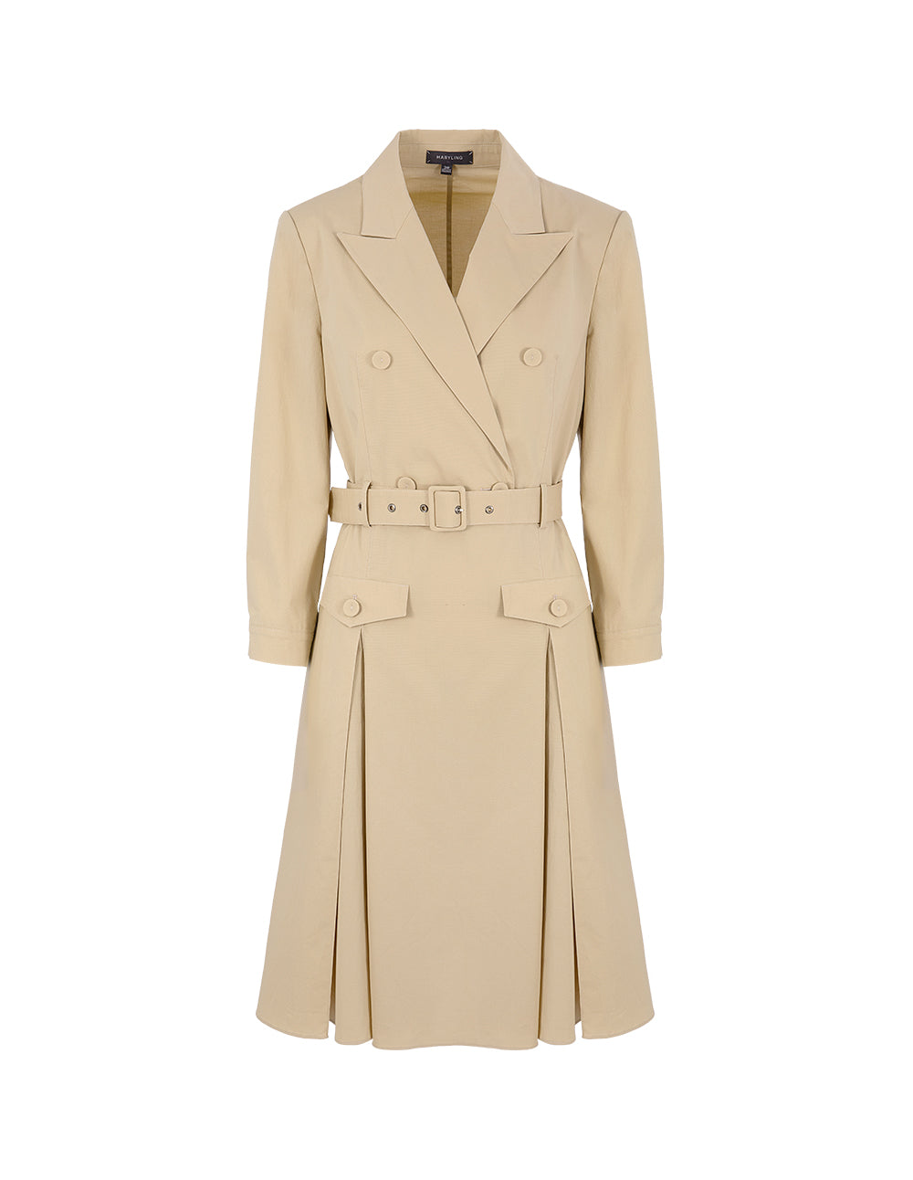 MARYLING Peak Lapel Belted Dress