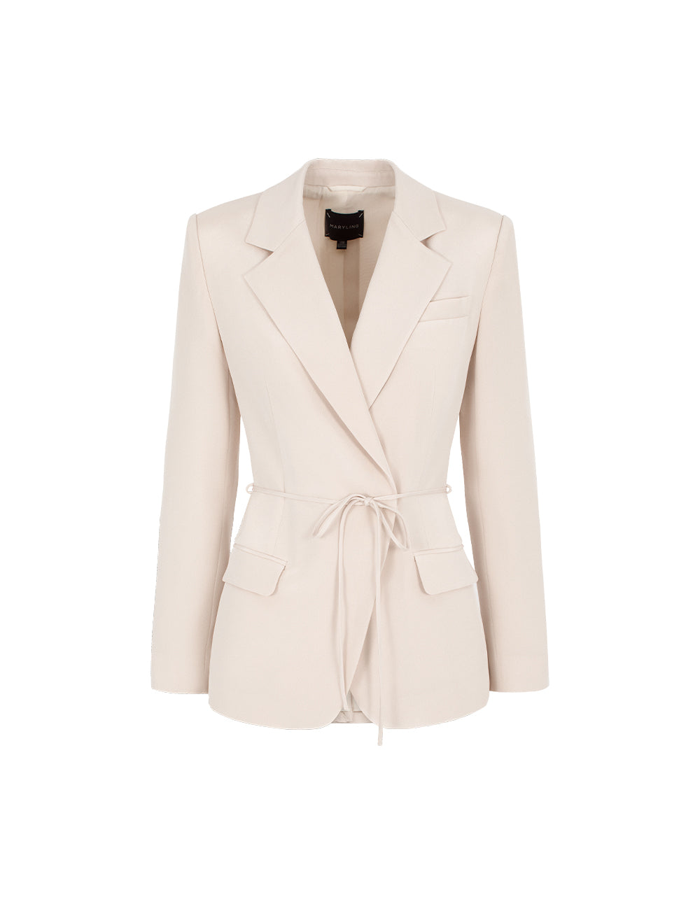MARYLING Peaked Lapel Long-Sleeve Wrapped Silk Blazer