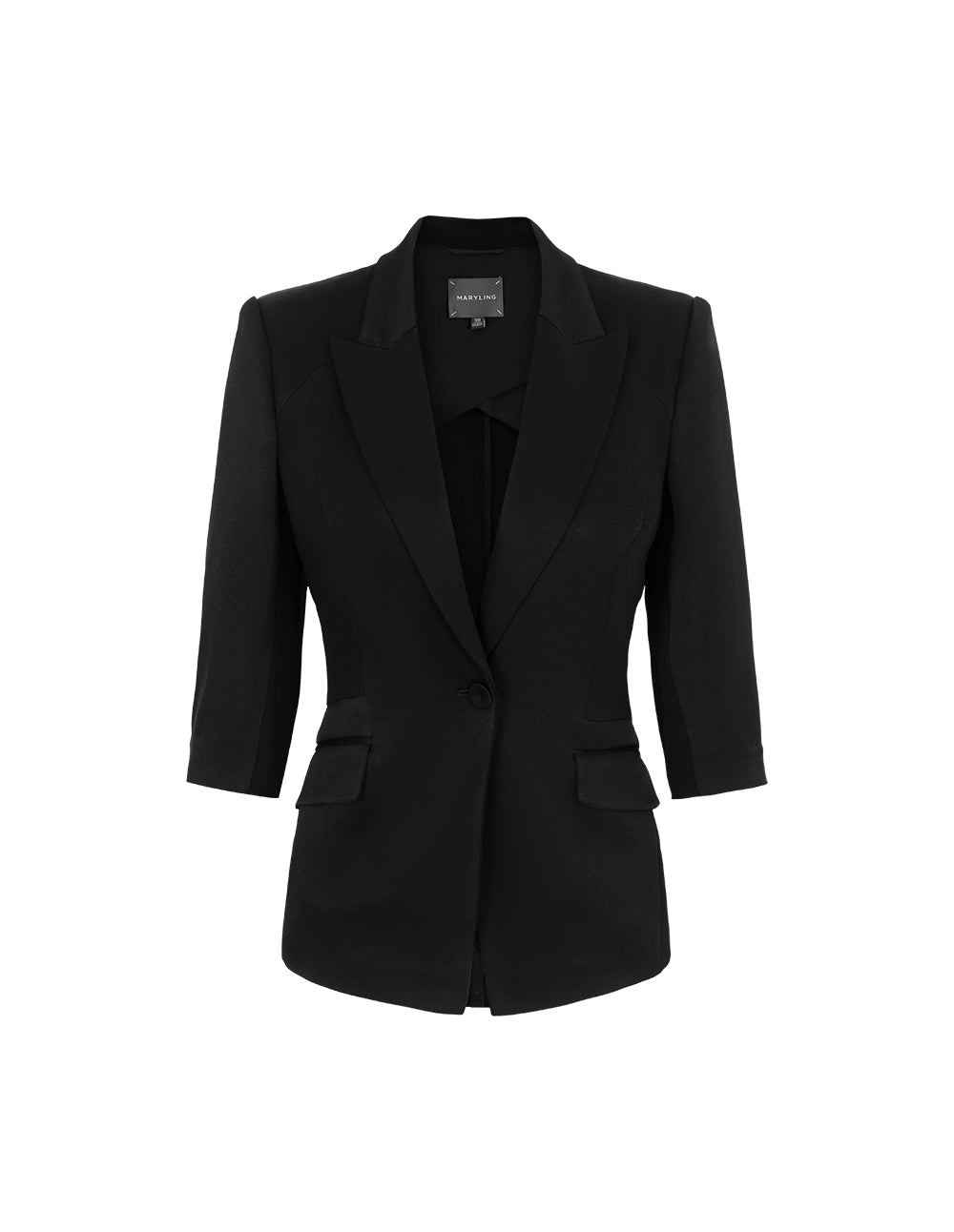 MARYLING Peaked Lapel 3/4 Sleeves Single-Button Blazer