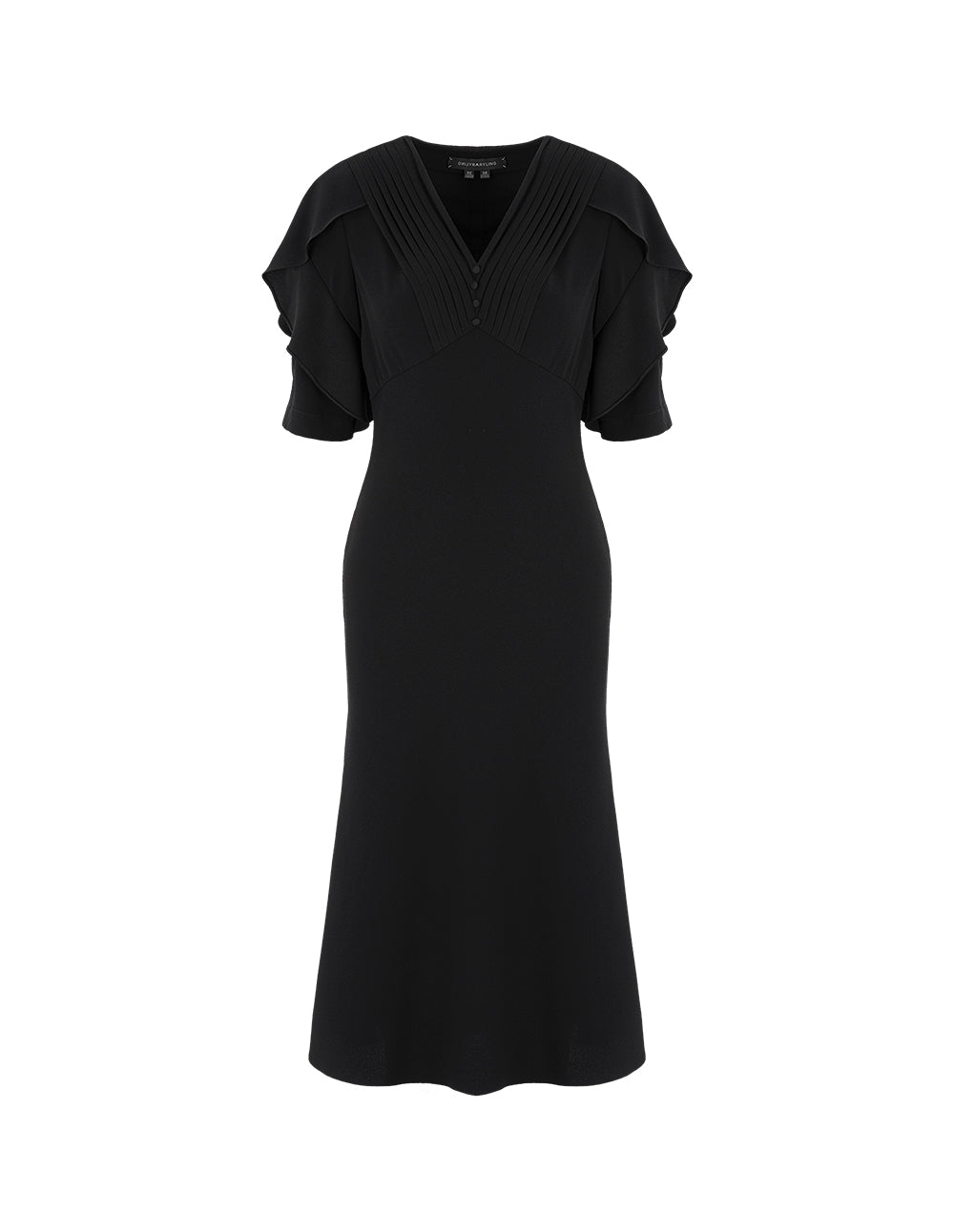 MARYLING Ruffle Short Sleeve V-Neck Fishtail Dress