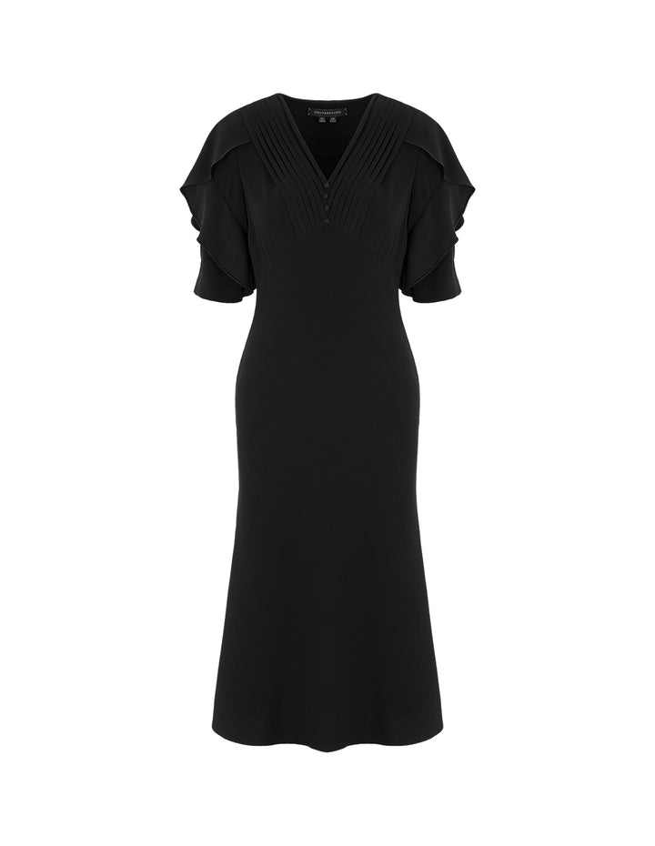 MARYLING Ruffle Short Sleeve V-Neck Fishtail Dress