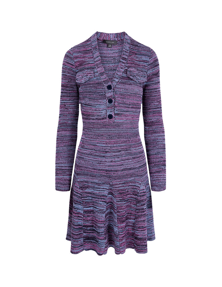 MARYLING V-Neck Melange Knitted Dress