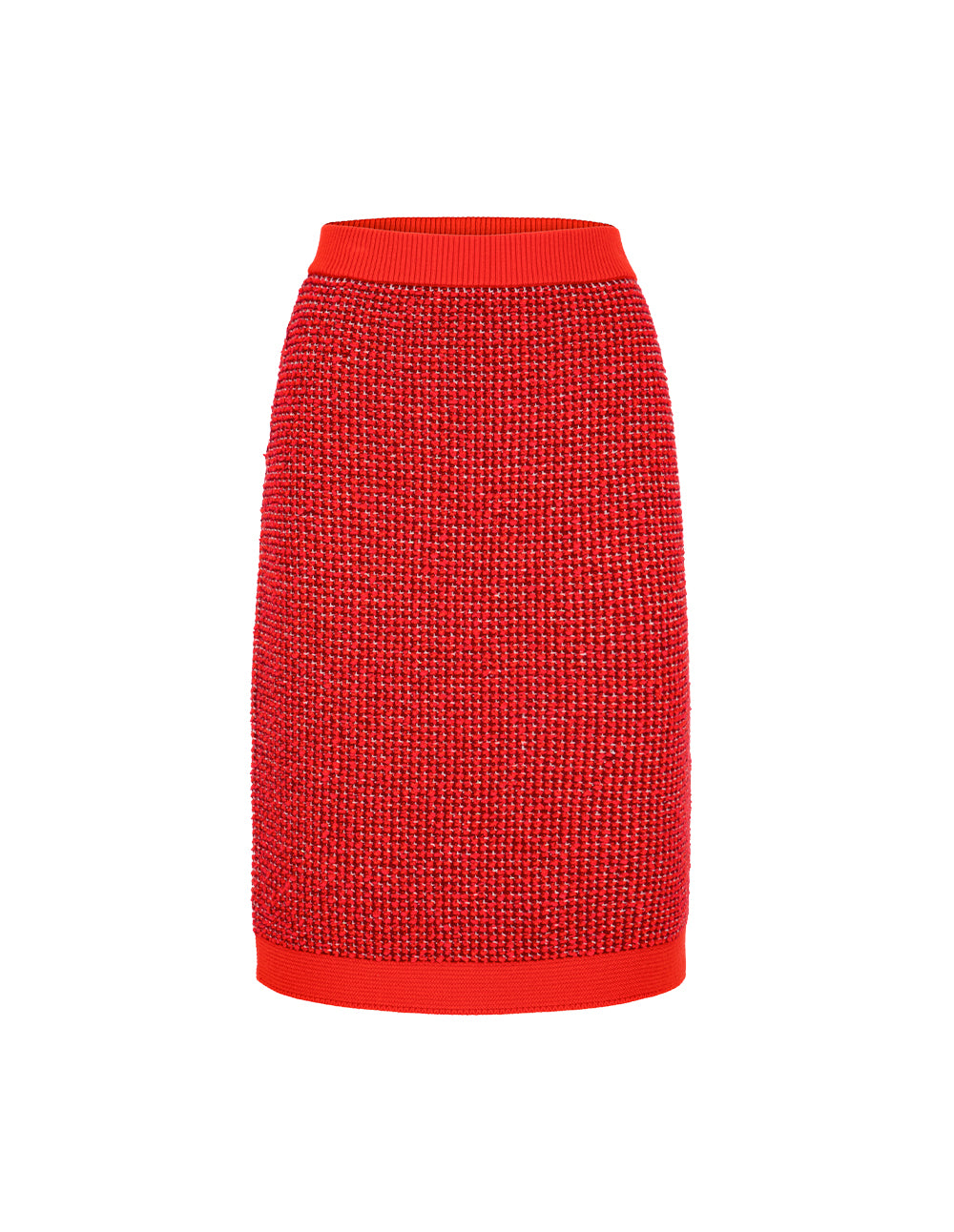 MARYLING Red Straight Fit Knit Midi Pencil Skirt