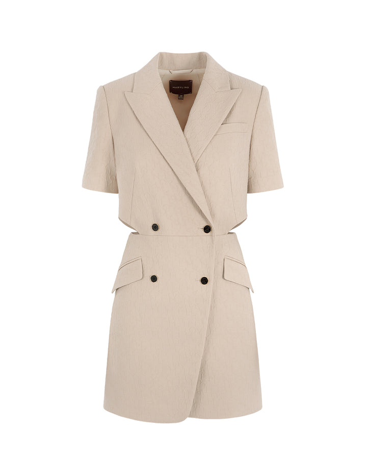 MARYLING Logo Jacquard Suit Collar Short-Sleeved Dress