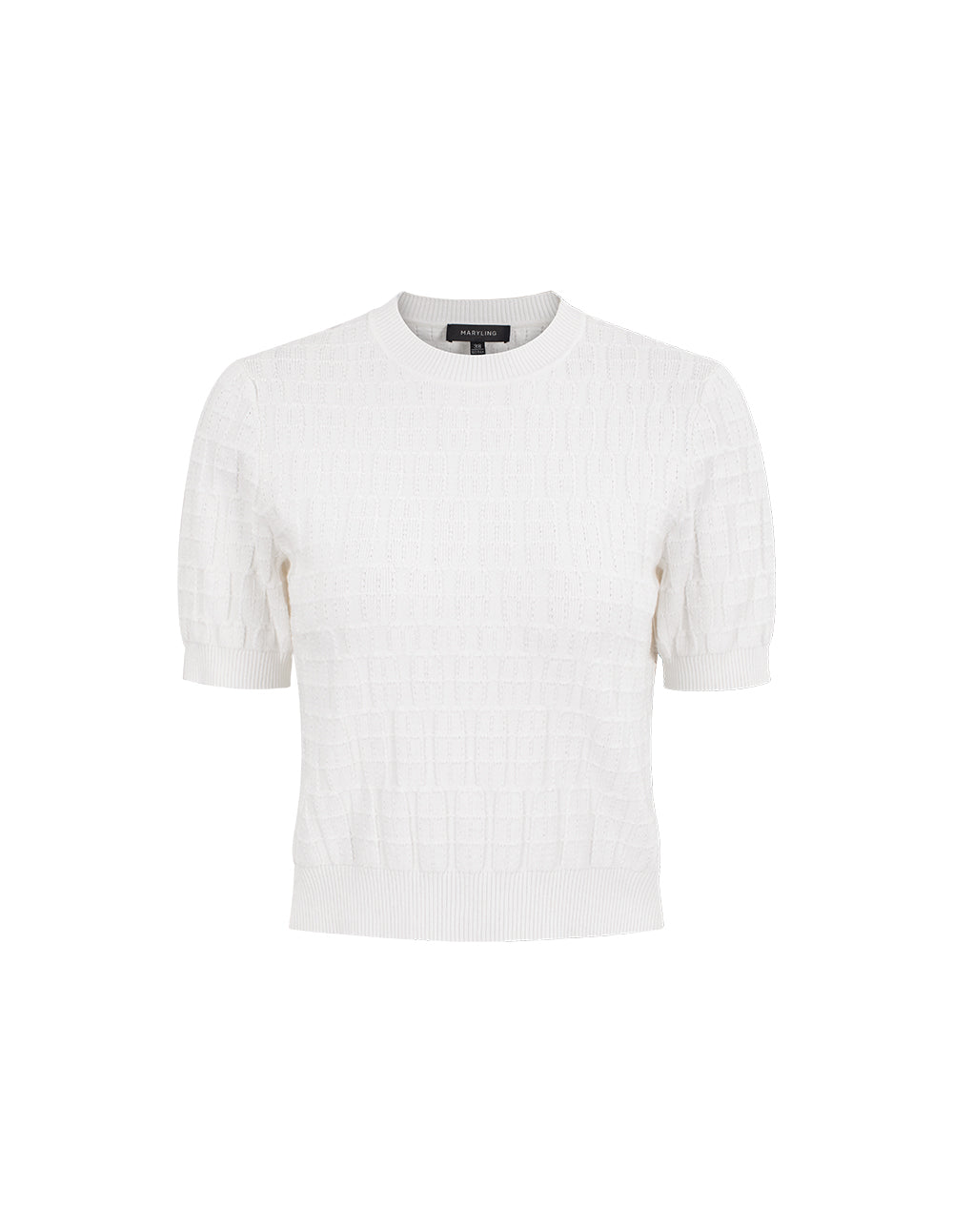 MARYLING Ribbed Round Neck Short Sleeve Knit Top