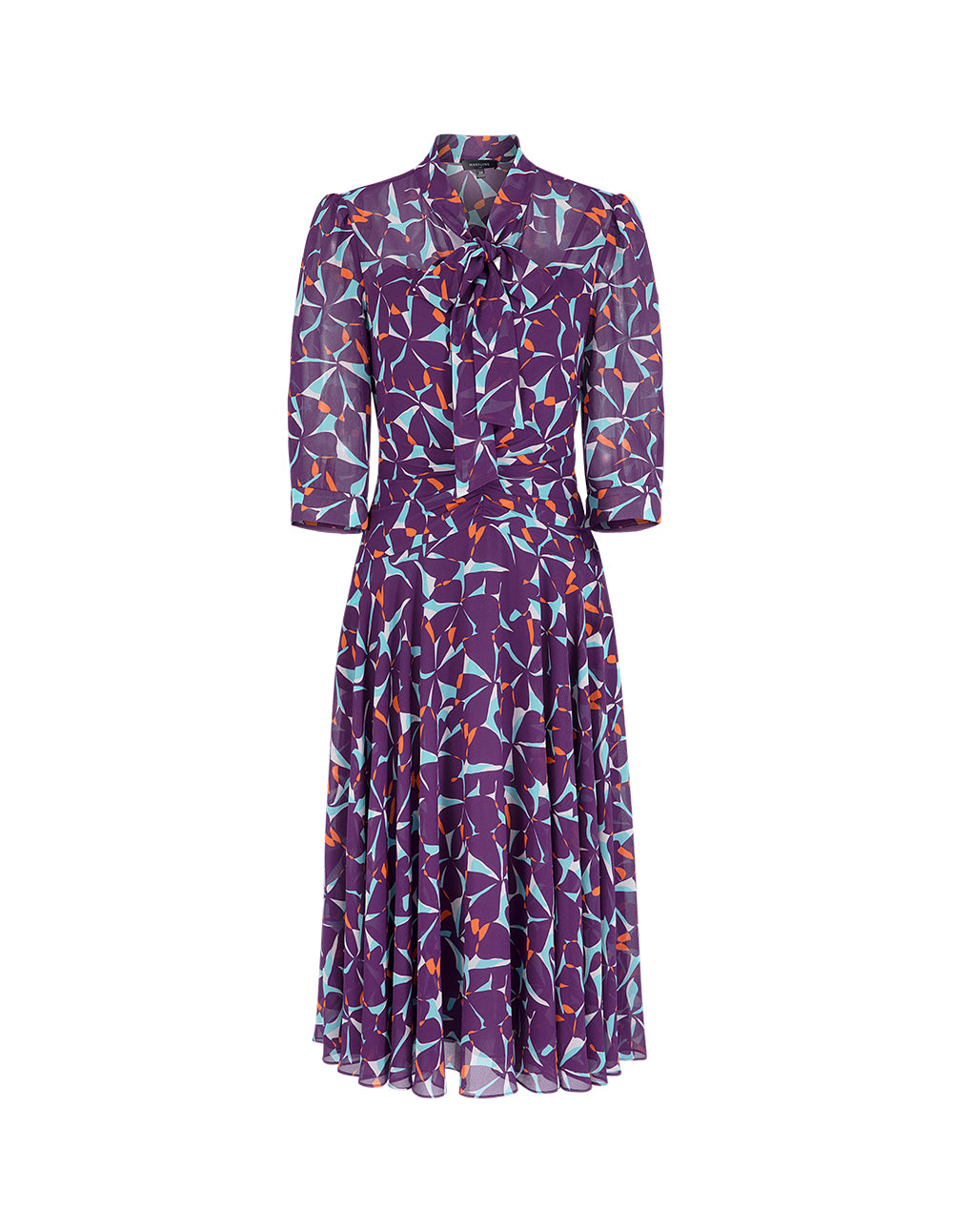 MARYLING Floral Half-Sleeves Midi Dress