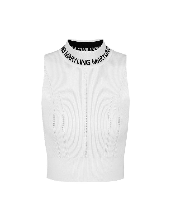 MARYLING White Turtleneck Knitted Vest