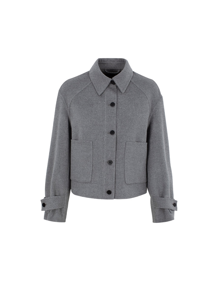 MARYLING Collar Long Sleeve Short Wool Silk Blend Top