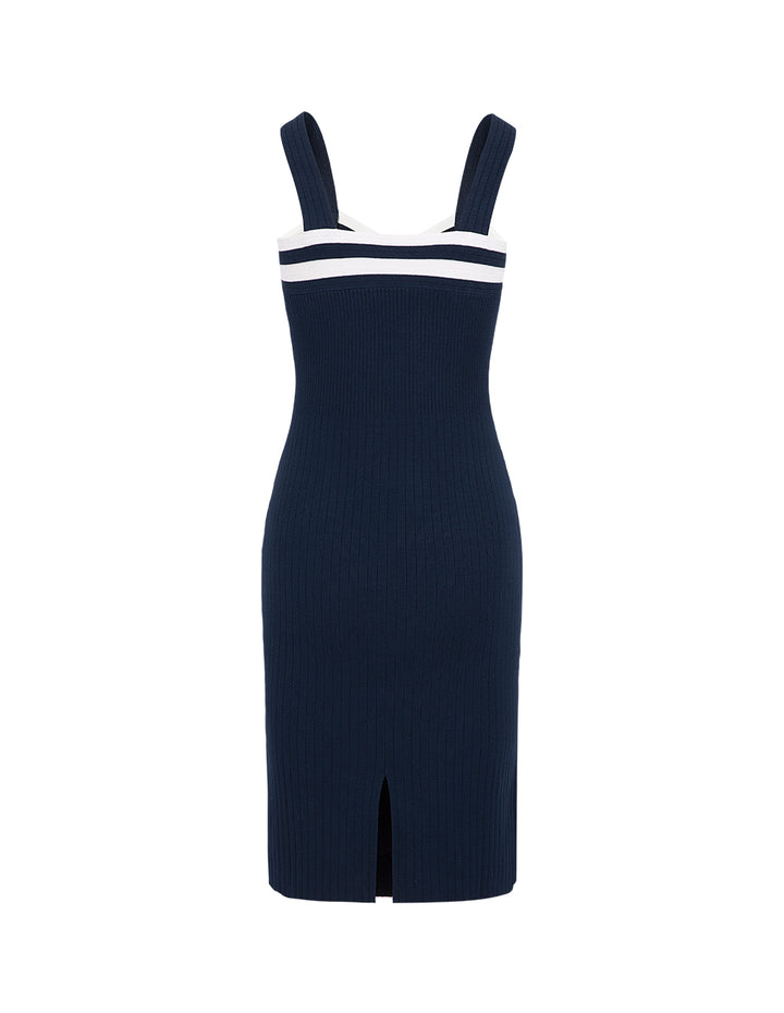 MARYLING Navy Blue Sling Knitted Dress