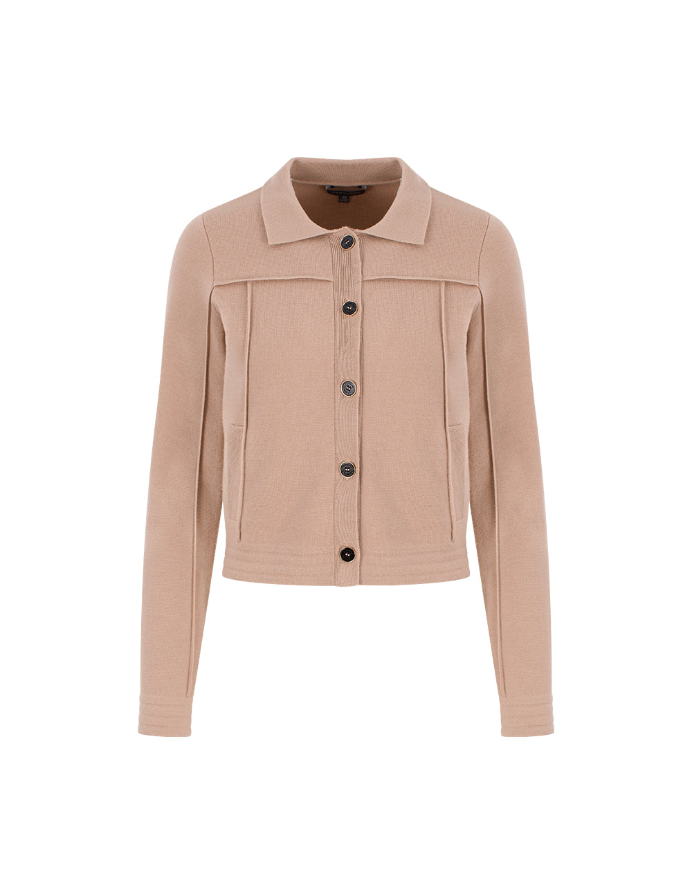 MARYLING Notched Collar Merino Wool Knit Cardigan