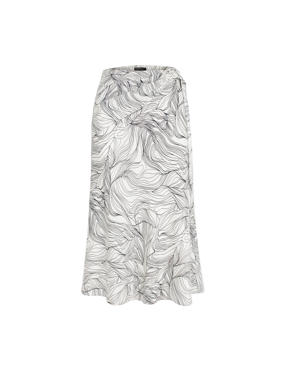MARYLING Black & White Floral-Print Silk Mermaid Knee-Length Skirt