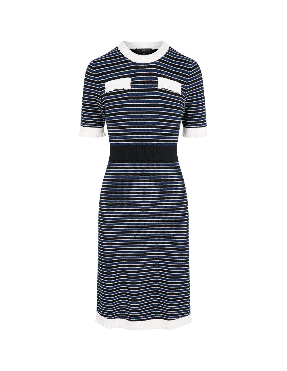 MARYLING Colour Block Crew Neck Knitted Dress