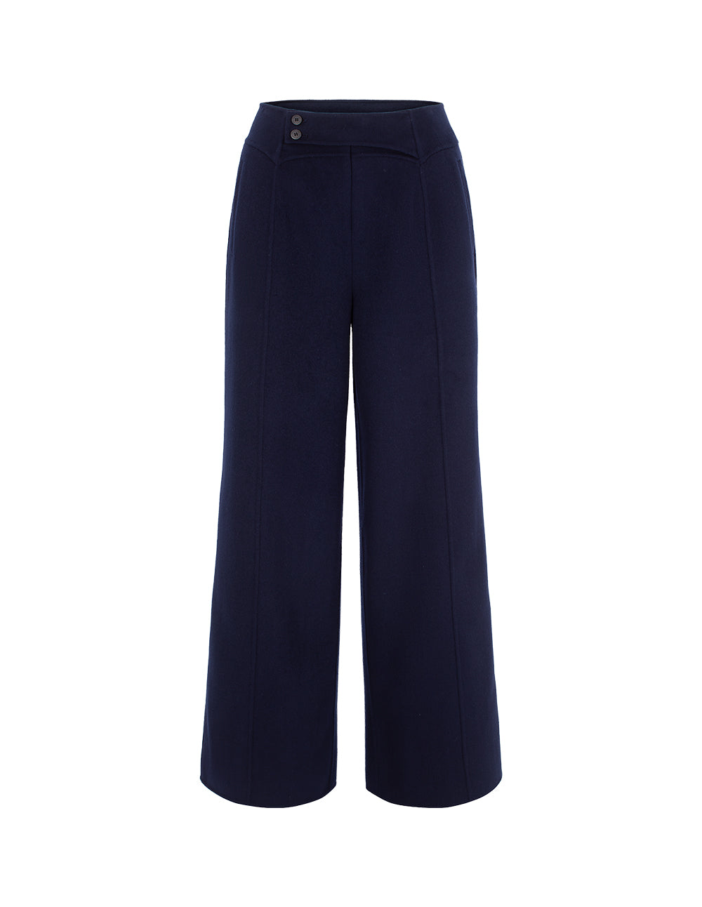 MARYLING Straight Wide Leg Wool Silk Blend Trousers