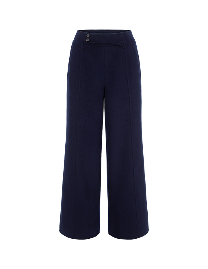 MARYLING Straight Wide Leg Wool Silk Blend Trousers