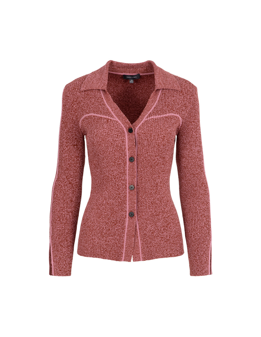 MARYLING Contrast Floral Wool Knitted Cardigan