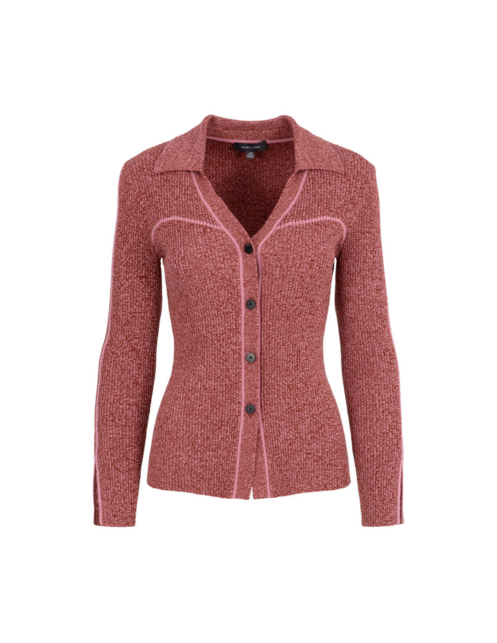 MARYLING Contrast Floral Wool Knitted Cardigan
