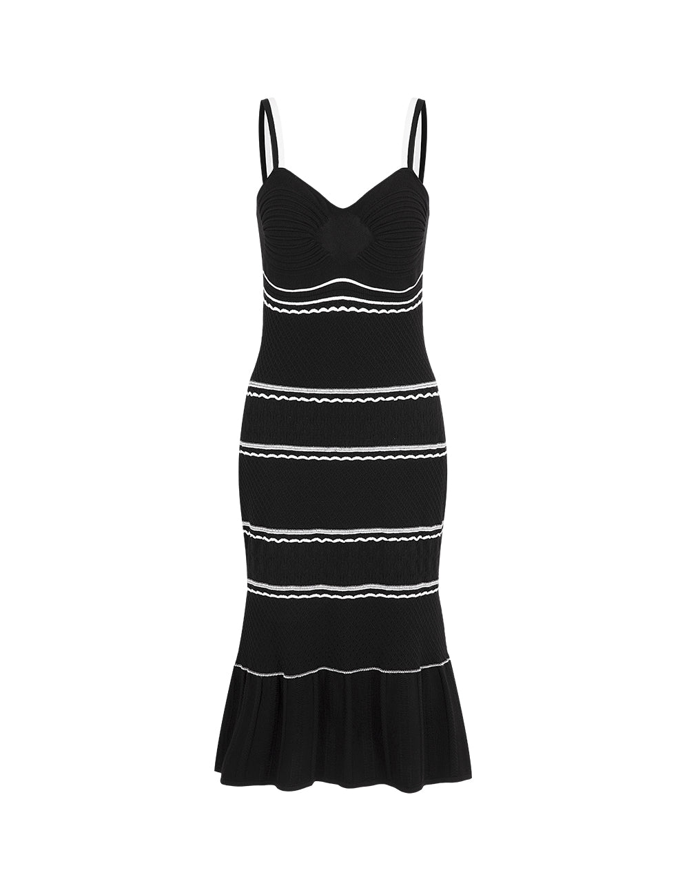 MARYLING Contrast Colour Suspender Knitted Slip Dress