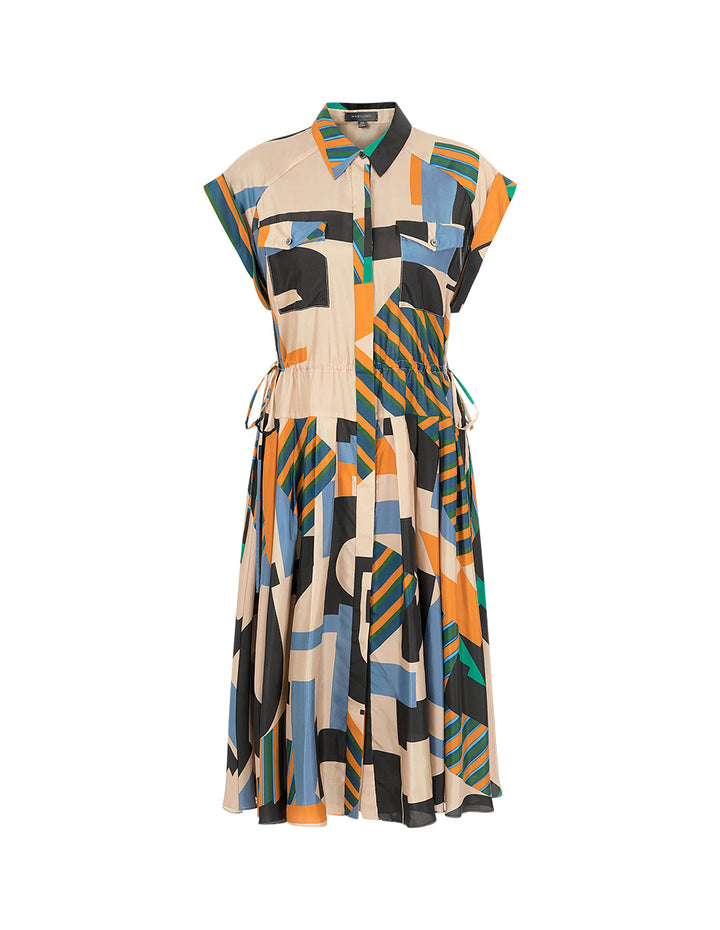 MARYLING Shirt Collar Short-Sleeves Printed Dress