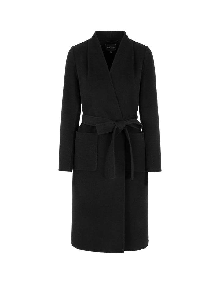 MARYLING V-Neck Double-Sided Tweed Mid-Length Silk Wool Coat