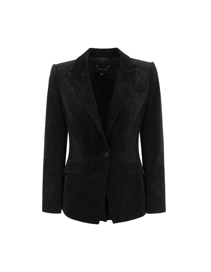 MARYLING Peak Lapel Long Sleeve Single-Breasted Blazer