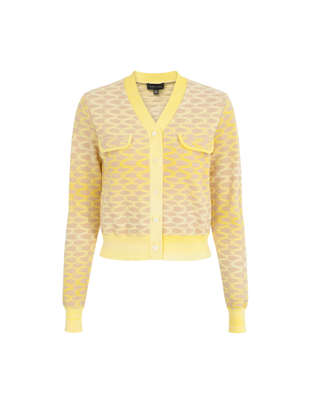 MARYLING Gradient Yellow V-Neck Long Sleeve Knit Cardigan