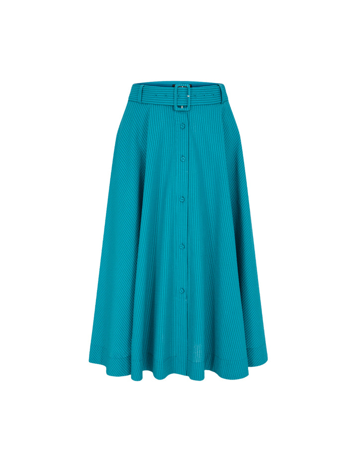 MARYLING A-Line Knee-Length Pleated Cotton Skirt