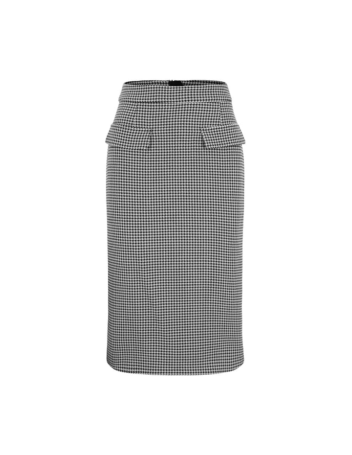 MARYLING Houndstooth Straight-Fit Bodycon Knee-Length Skirt