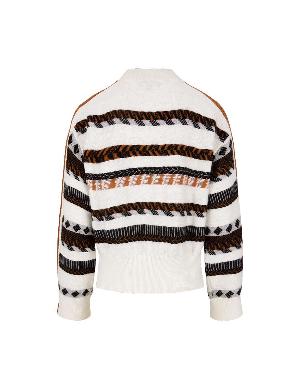 MARYLING Black And White Striped Round Neck Knitted Sweater