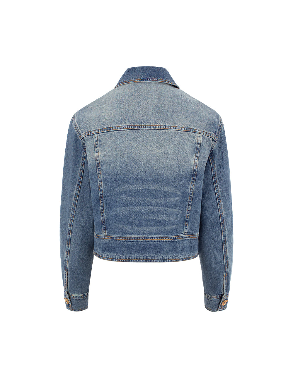 MARYLING Blue Denim Long-Sleeve Cropped Jacket