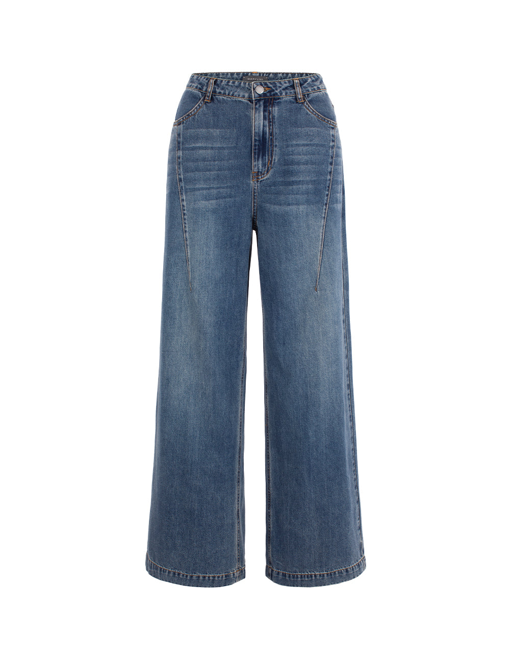MARYLING Loose Fit Straight Leg Washed Blue Jeans