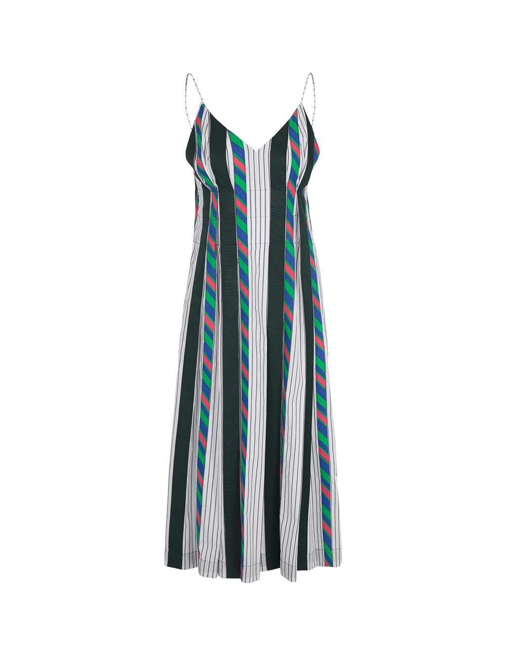 MARYLING Colour Striped Cotton Strappy Dress