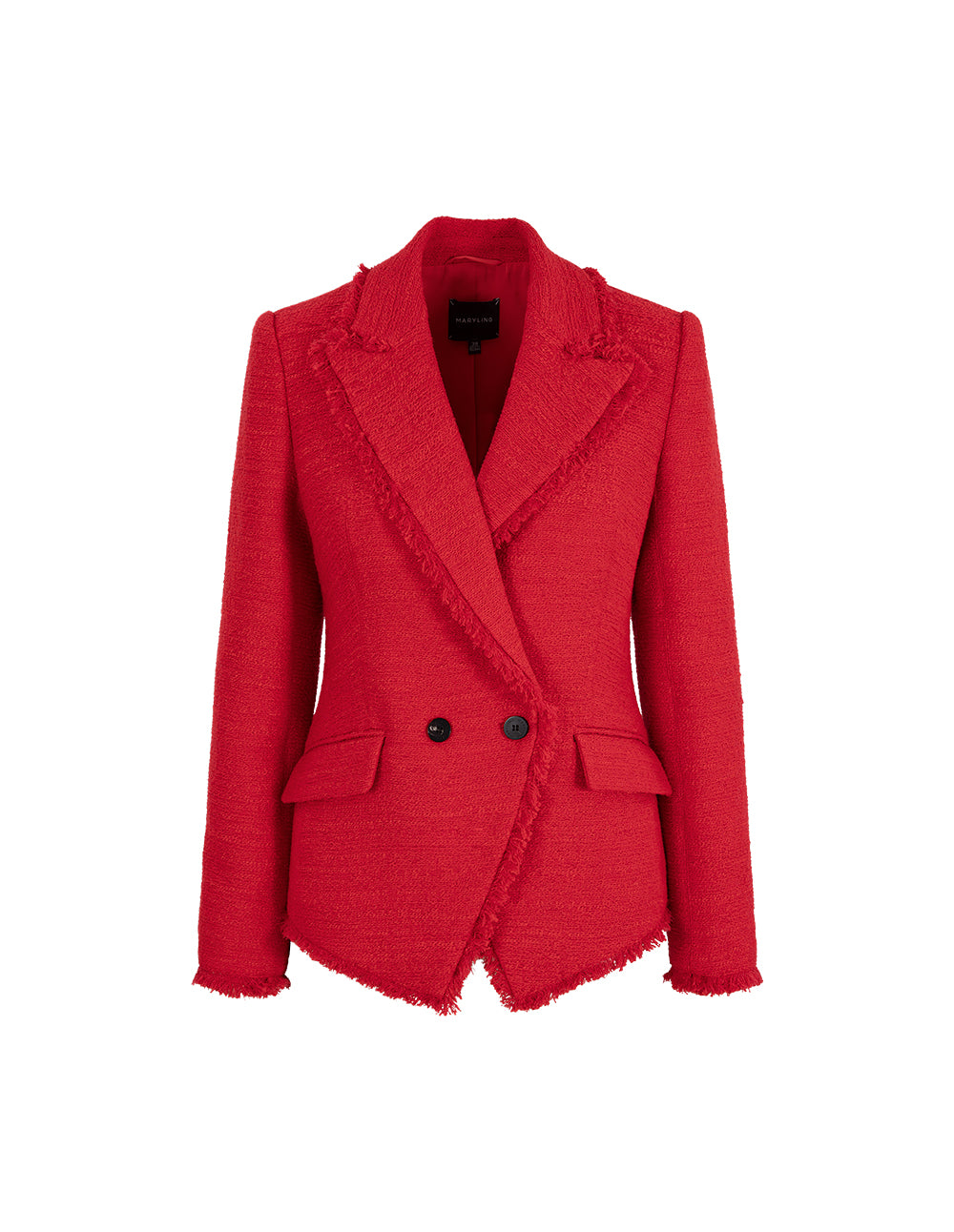 MARYLING Red Lapel Collar Tweed Blazer